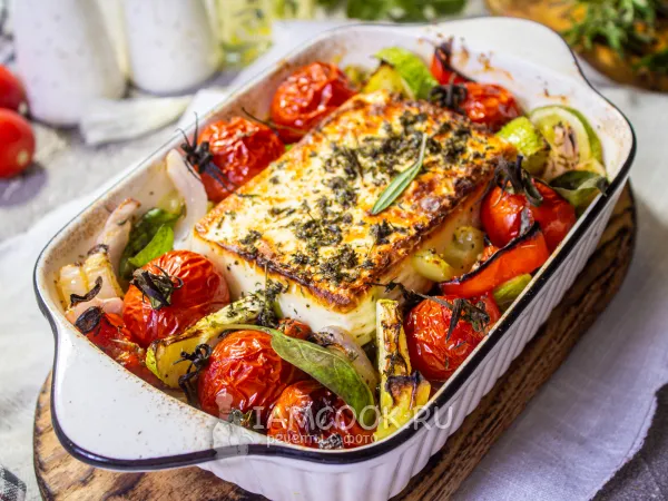 Фото блюда: Запеченные овощи с сыром фета (в духовке)