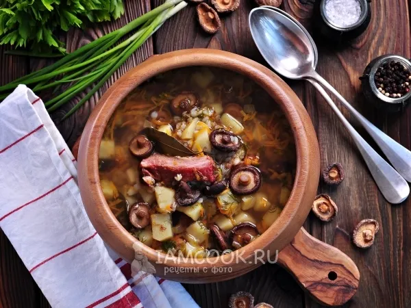 Фото блюда: Суп гречневый с грибами