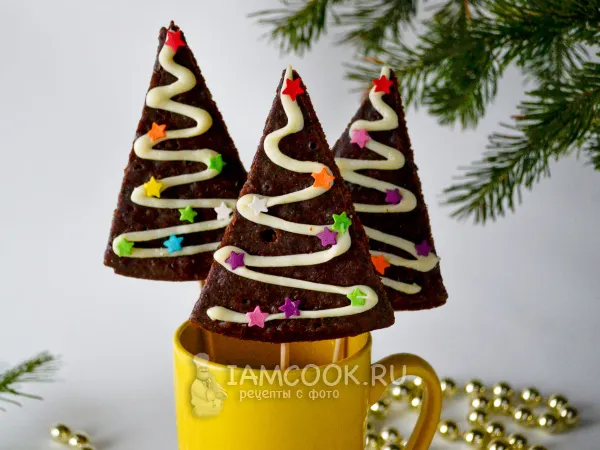 Фото готового блюда: Шоколадное печенье «Ёлочки»