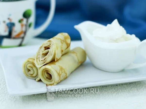 Фото блюда: Тонкие блины на простокваше и яйцах