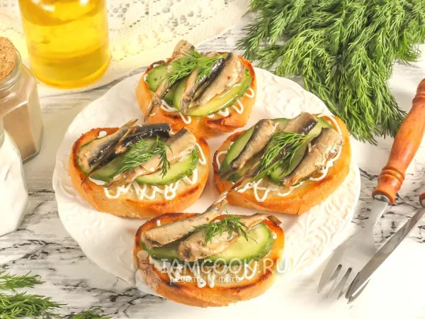Фото блюда: Советские бутерброды со шпротами