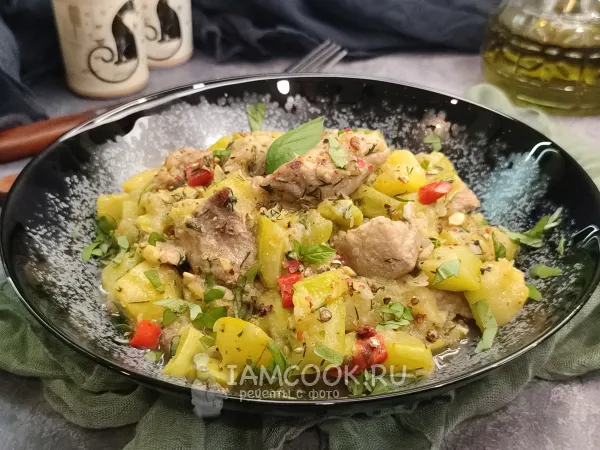 Фото блюда: Кабачки с мясом в казане