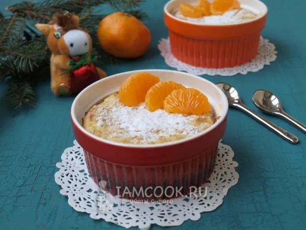 Фото блюда: Овсяно-творожная запеканка с мандаринами