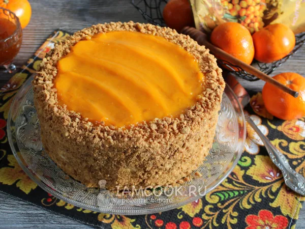 Фото блюда: Медовик с облепихой и облепиховым курдом