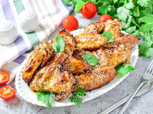 Фото блюда: Крылышки терияки с кунжутом в духовке