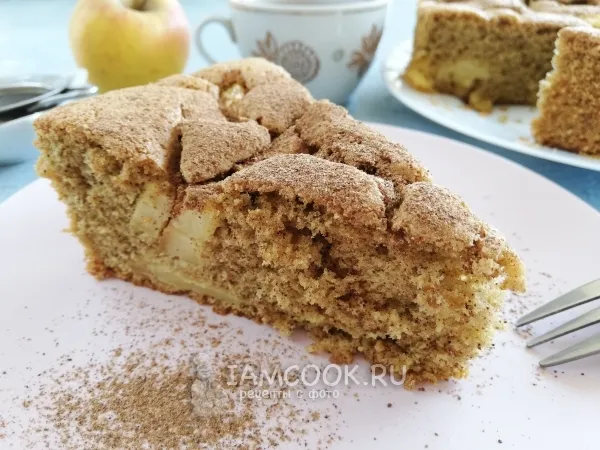 Фото готового блюда: Безглютеновый пирог из рисовой муки с яблоками