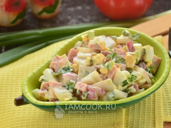 Фото готового блюда: Салат с ветчиной и редисом