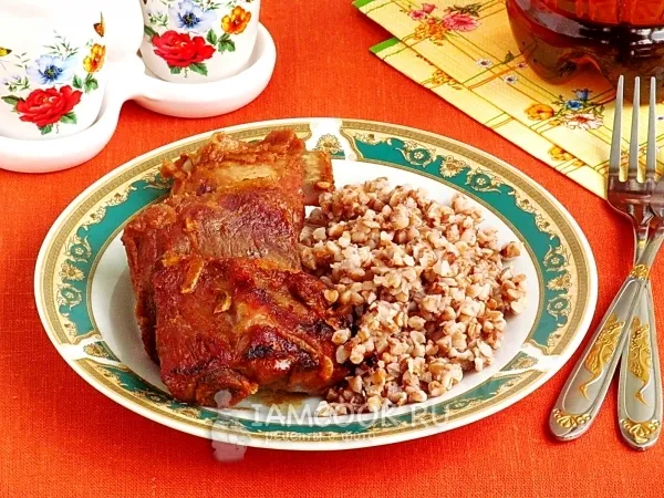 Фото блюда: Свиные рёбрышки в медовом маринаде в аэрогриле