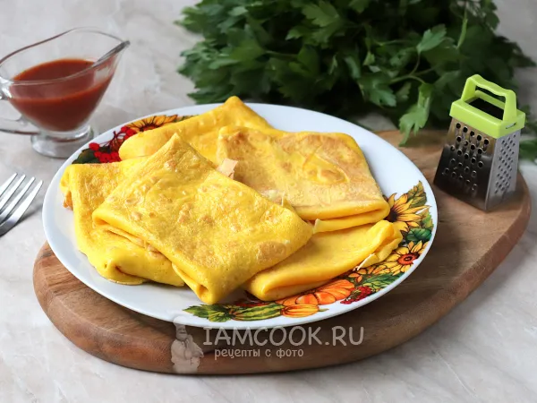 Фото блюда: Яичные блинчики с сыром