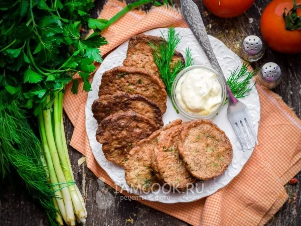 Фото блюда: Оладьи из куриной печени с рисовой мукой