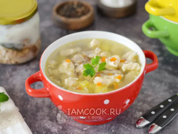 Фото блюда: Суп с клецками с тушенкой
