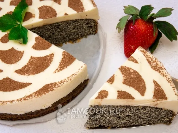 Фото готового блюда: Маковый торт со сметанным муссом