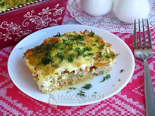 Фото блюда: Рыбная запеканка с квашеной капустой