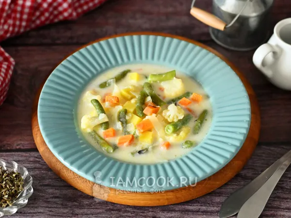 Фото блюда: Овощной суп с молоком