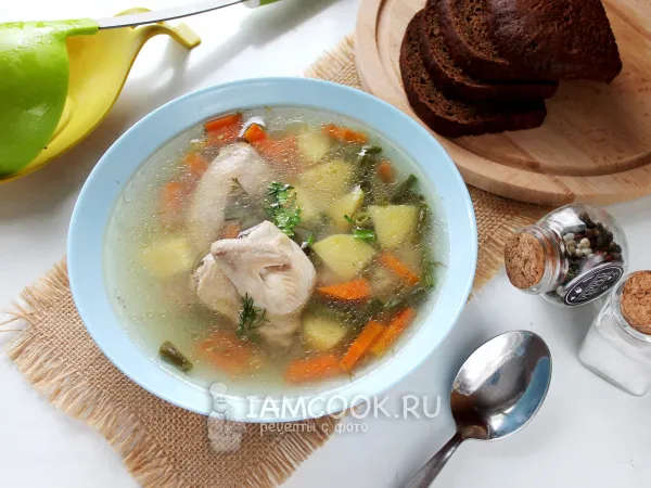 Фото блюда: Суп с перепелами и стручковой фасолью