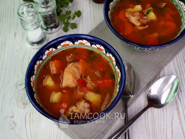 Фото готового блюда: Шурпа из свинины на костре в казане