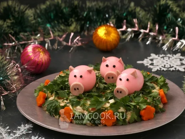 Фото готового блюда: Салат «Три поросёнка»
