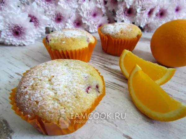 Фото блюда: Апельсиновые маффины с ягодами