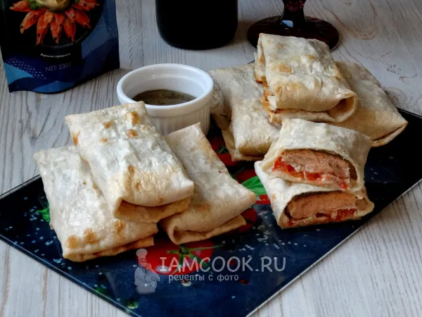 Фото блюда: Горбуша, запеченная в лаваше в духовке