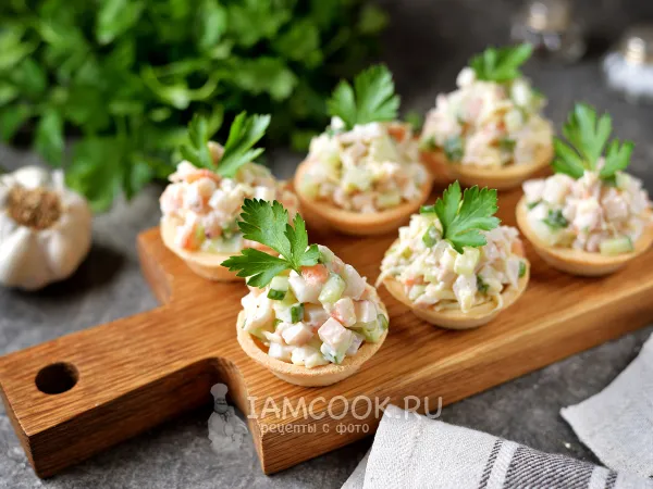 Фото блюда: Тарталетки с креветками и кальмарами