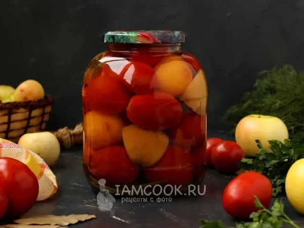 Фото блюда: Помидоры, маринованные с яблоками на зиму