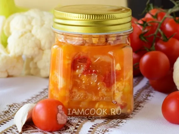 Фото блюда: Салат «Деликатесный» из цветной капусты на зиму