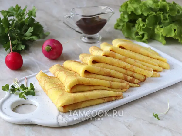 Фото готового блюда: Блины с луком в тесте (на молоке)