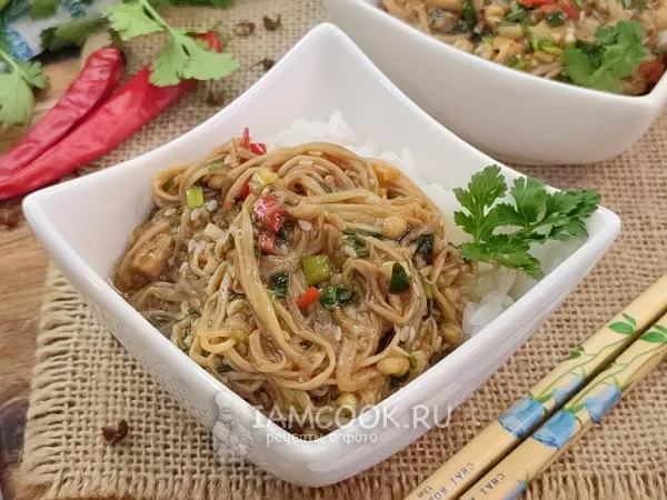 Фото блюда: Грибы эноки в остром соусе