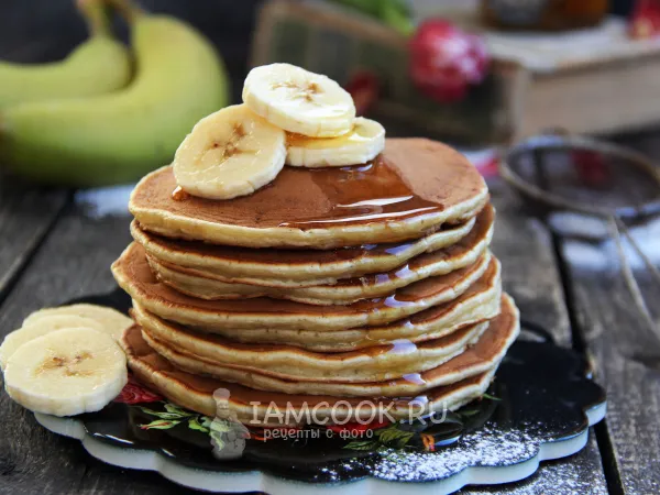 Фото блюда: Панкейки на сметане с бананом