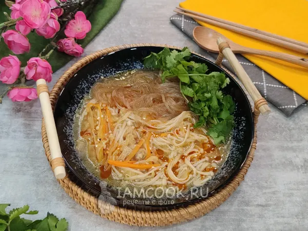 Фото блюда: Лапша с грибами эноки