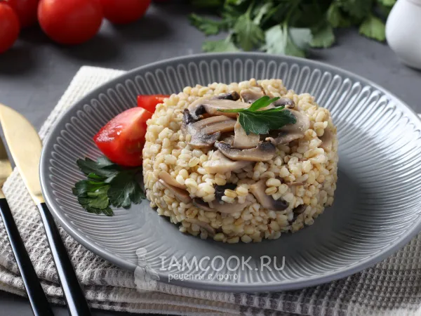Фото блюда: Булгур с грибами и луком