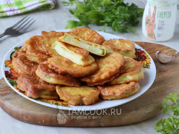 Фото блюда: Кабачки в кляре на кефире на сковороде