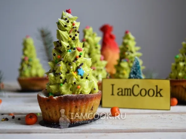 Фото блюда: Капкейки новогодние «Ёлочки»