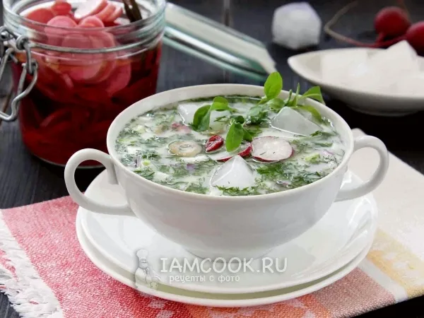 Фото готового блюда: Вегетарианская окрошка на кефире и минералке