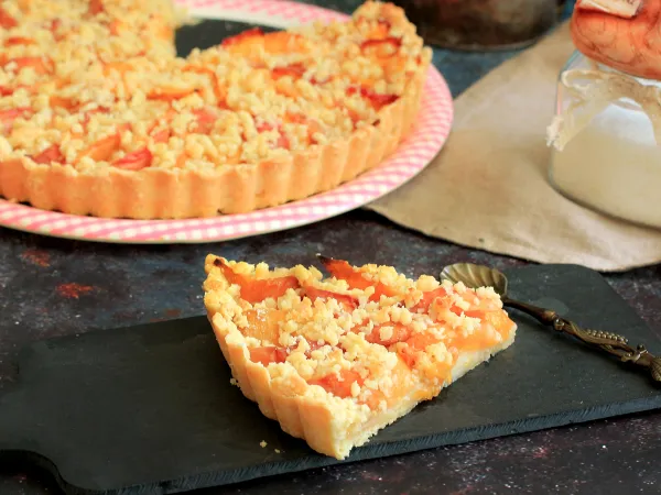 Фото блюда: Песочный пирог с персиками