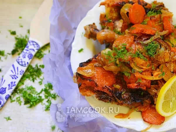 Фото блюда: Окорочка в рукаве с тыквой и морковью