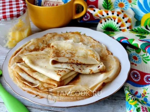 Фото блюда: Тонкие блины на дрожжах (с дырочками)