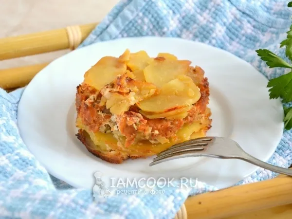 Фото блюда: Порционная запеканка с красной рыбой