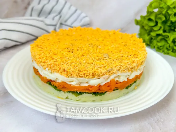 Фото готового блюда: Салат «Мимоза» с икрой минтая