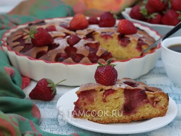 Фото блюда: Открытый пирог с клубникой