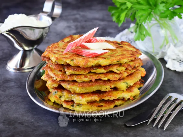 Фото блюда: Драники с крабовыми палочками