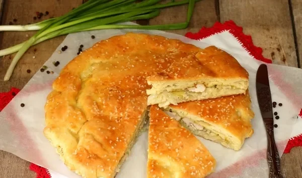 Фото блюда: Заливной пирог с курицей и капустой