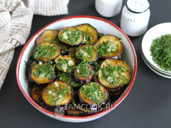 Фото блюда: Жареные баклажаны с чесноком