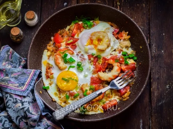 Фото блюда: Яичница с креветками