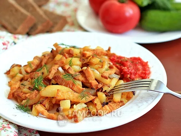 Фото блюда: Жареная картошка со шкварками