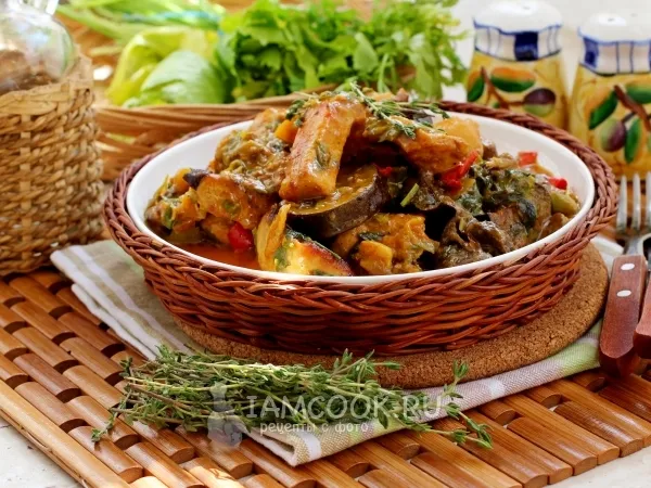 Фото блюда: Свинина с овощами тушенная в сливках