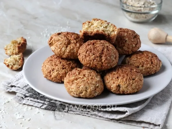 Фото готового блюда: Овсяное печенье с кокосовой стружкой