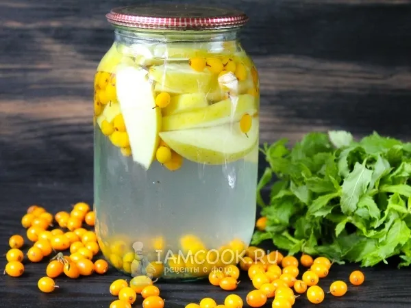 Фото блюда: Компот из облепихи и яблок на зиму