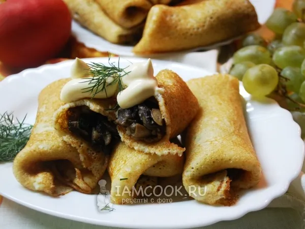 Фото блюда: Блины, фаршированные грибами
