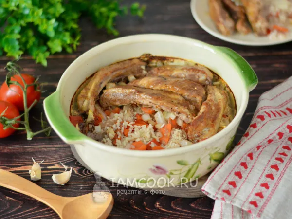 Фото блюда: Свиные ребрышки с рисом в духовке